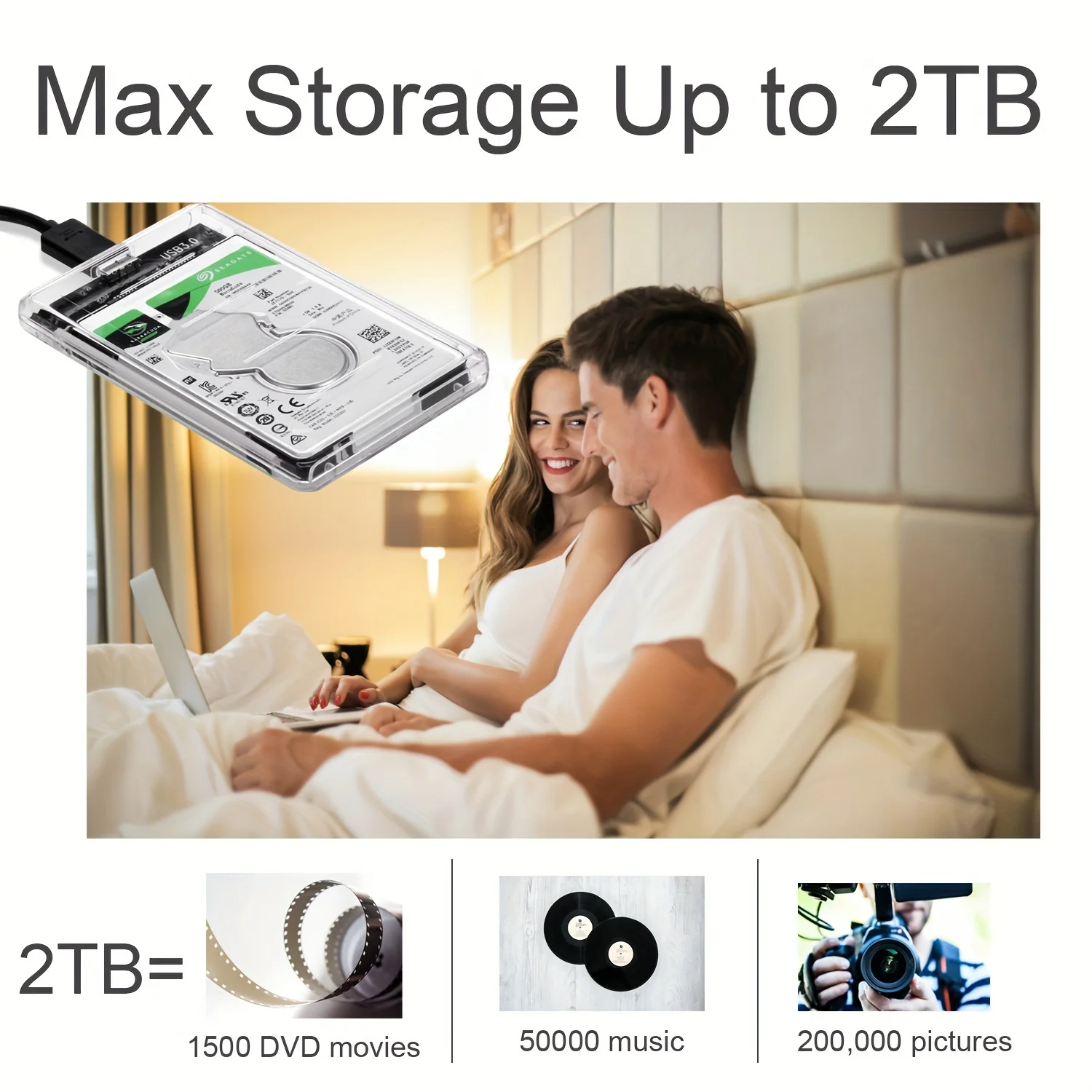 Portable Ssd Enclosure - Şeffaf 2,5 İnç HDD Kutusu SATA